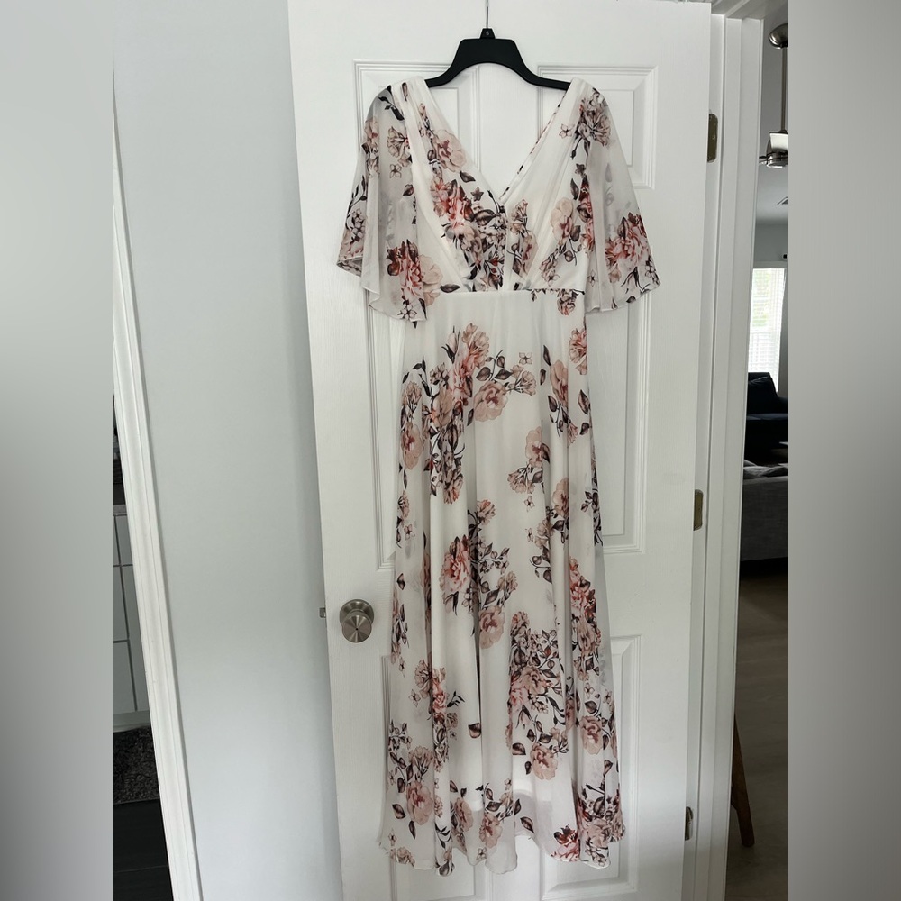 White Maxi Dress with Pink Floral